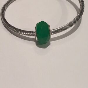 Silver Green Faceted Charm for‎ Pandora Style Bracelet